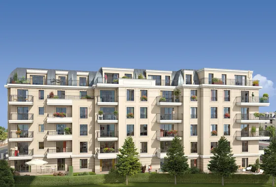 Perspective 3D — Façade sur rue — Villa Véronica, Clamart
