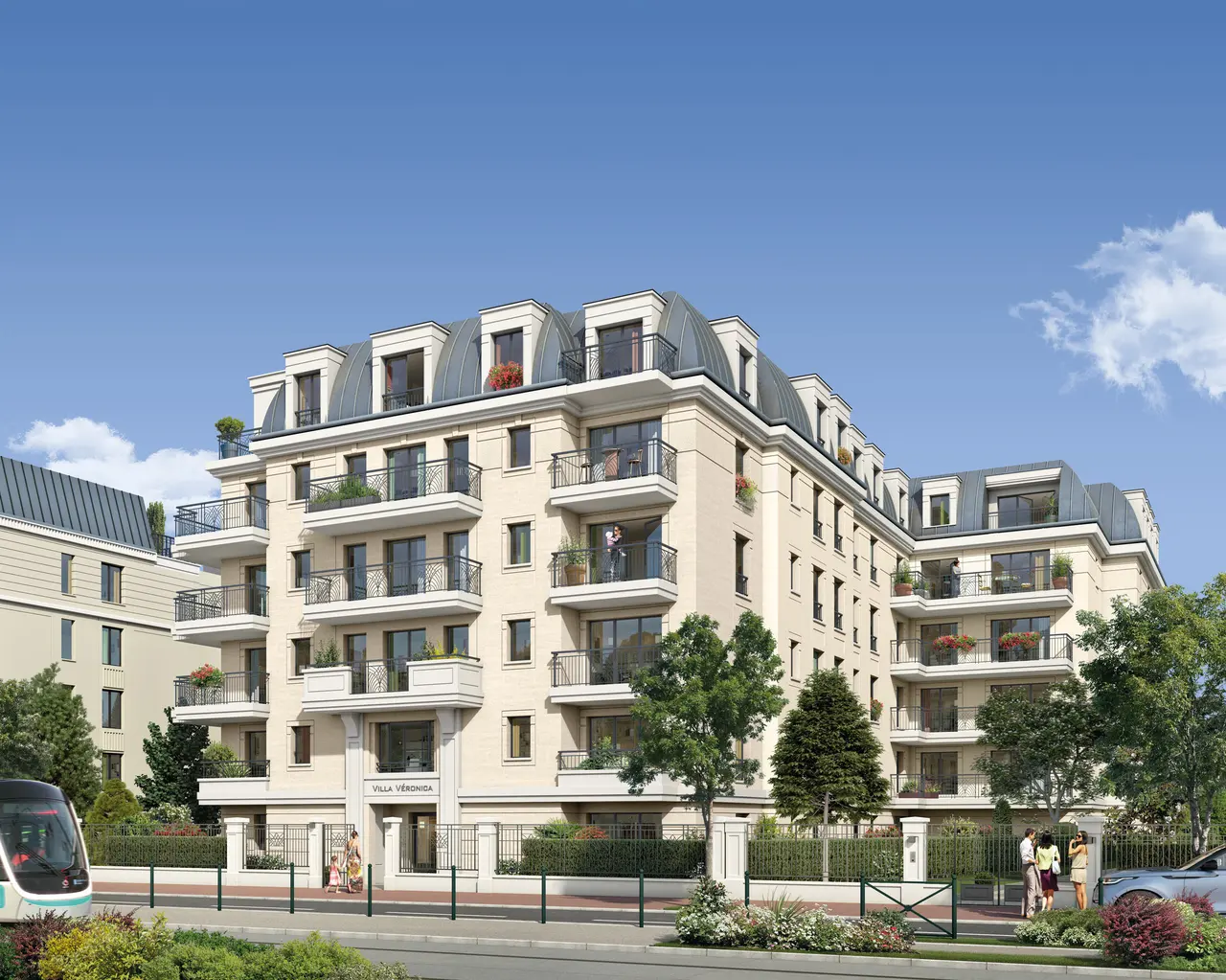 رسم توضيحي ثلاثي الأبعاد — واجهة الزاوية — Villa Véronica, Clamart