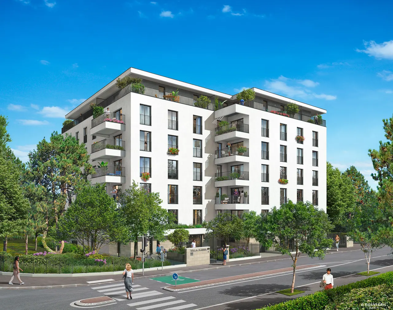 3D rendering — Street-facing façade — Villa Iliana, Annecy-le-Vieux